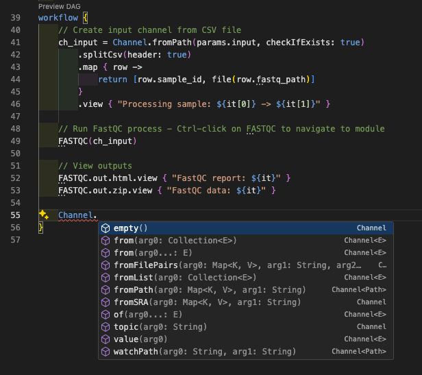 Channel-Auto-Vervollständigung