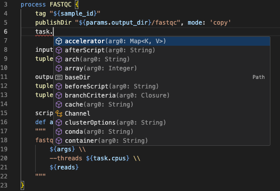 Auto-completamento proprietà task