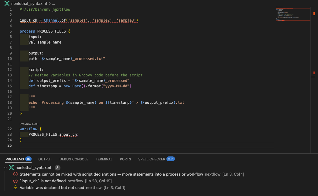 Non-lethal syntax error